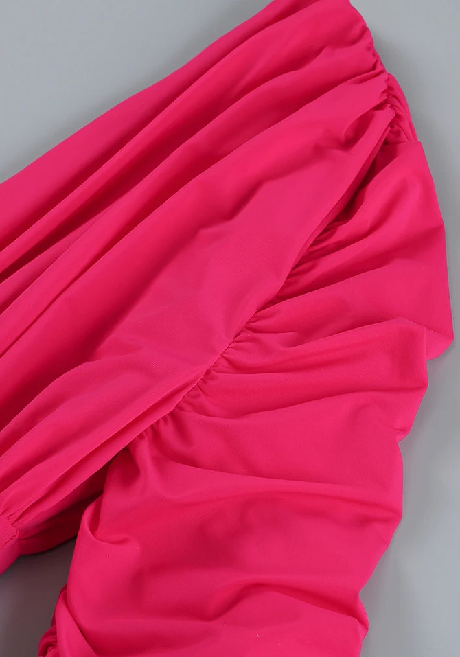 Long Sleeve Ruched Mermaid Maxi Dress Hot Pink