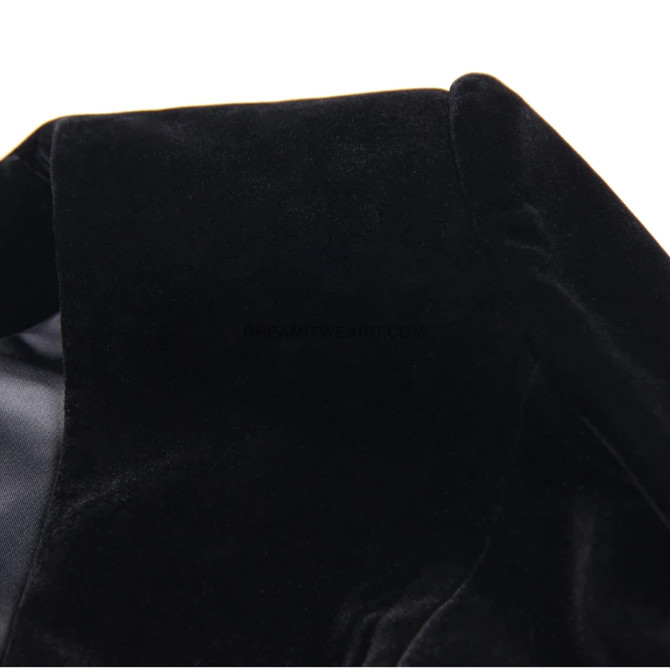 Long Sleeve Velvet Blazer Dress Black