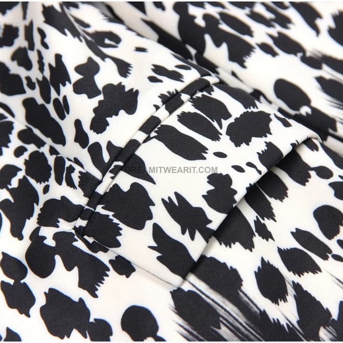 Long Sleeve Animal Print Blazer Black White