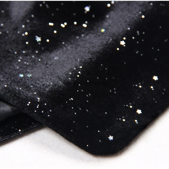 Long Sleeve Sparkly Velvet Blazer Black