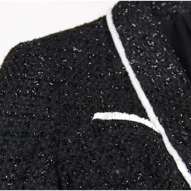 Long Sleeve Sparkly Blazer Black White