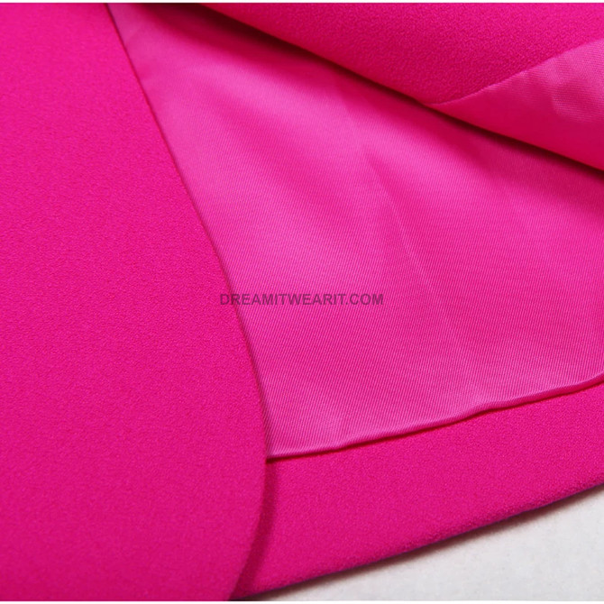 Long Sleeve Feather Crystal Blazer Hot Pink