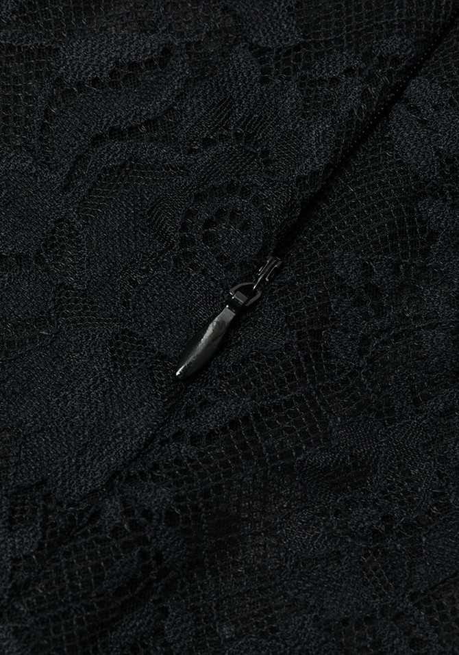 Lace Peplum Midi Dress Black