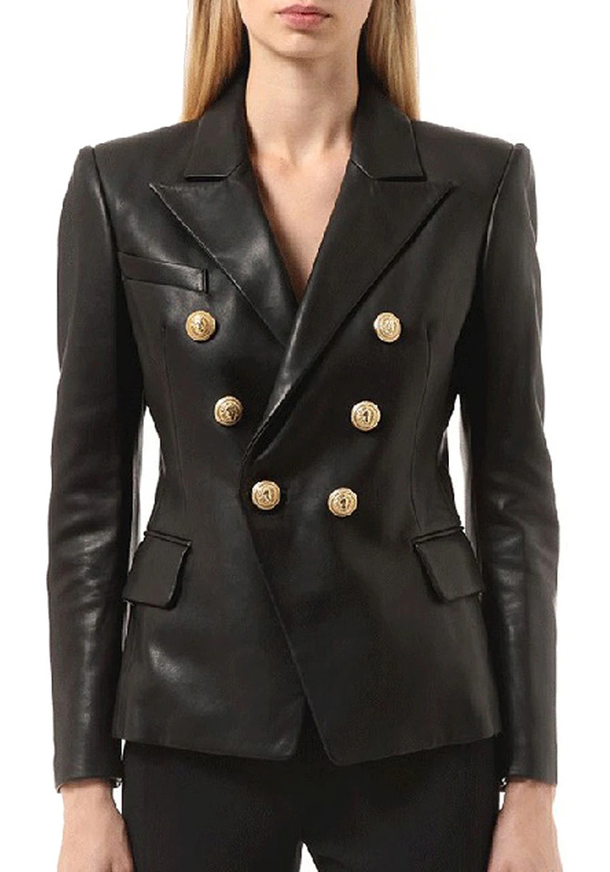 Long Sleeve Faux Leather Jacket Black