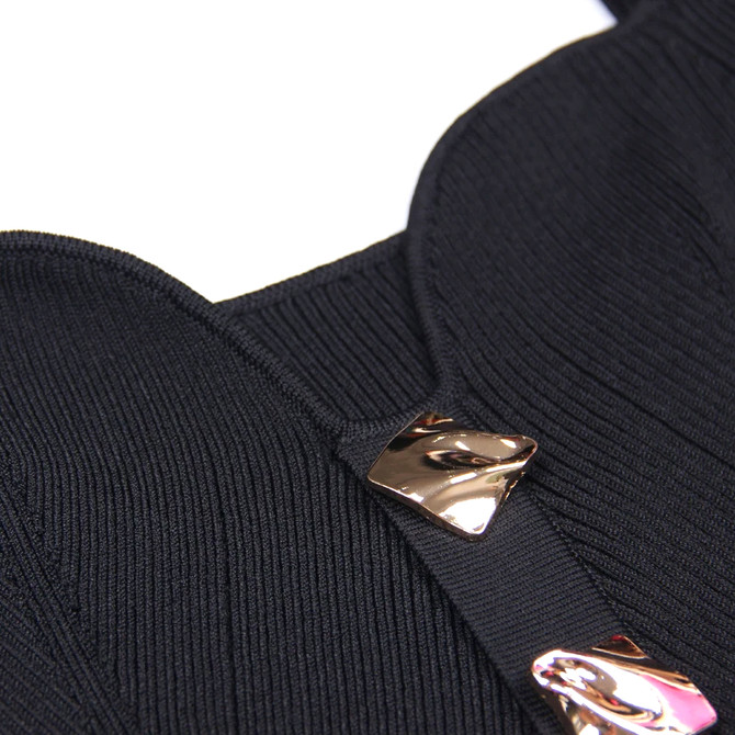 Long Sleeve Button Midi Dress Black