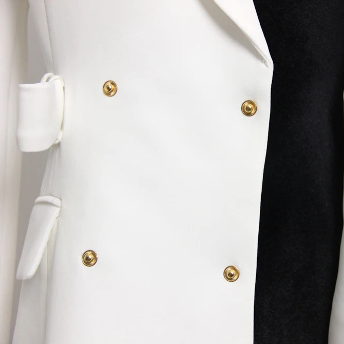 Long Sleeve Coat Dress White