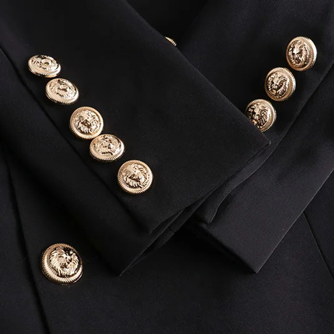 Long Sleeve Satin Lapel Blazer Dress Black