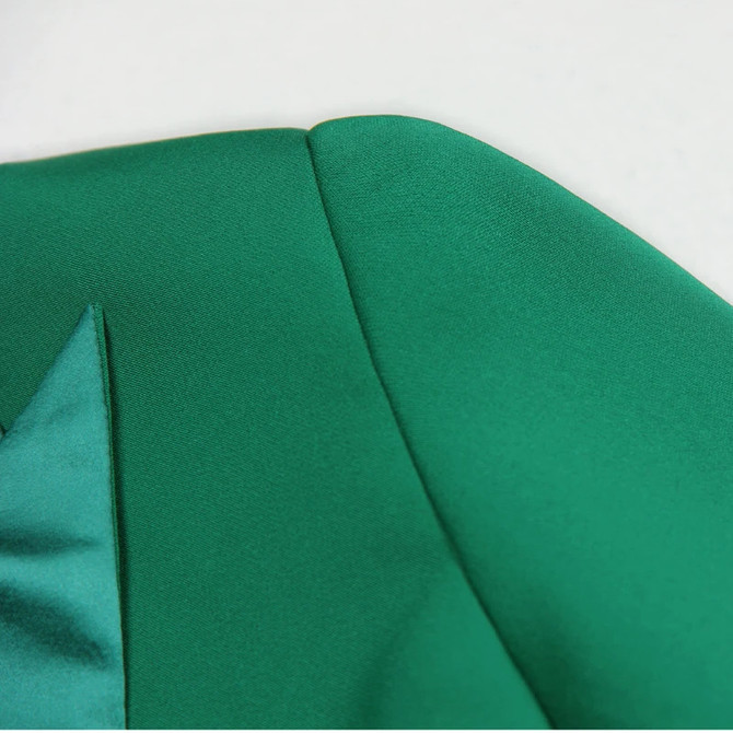 Long Sleeve Satin Detail Suit Green