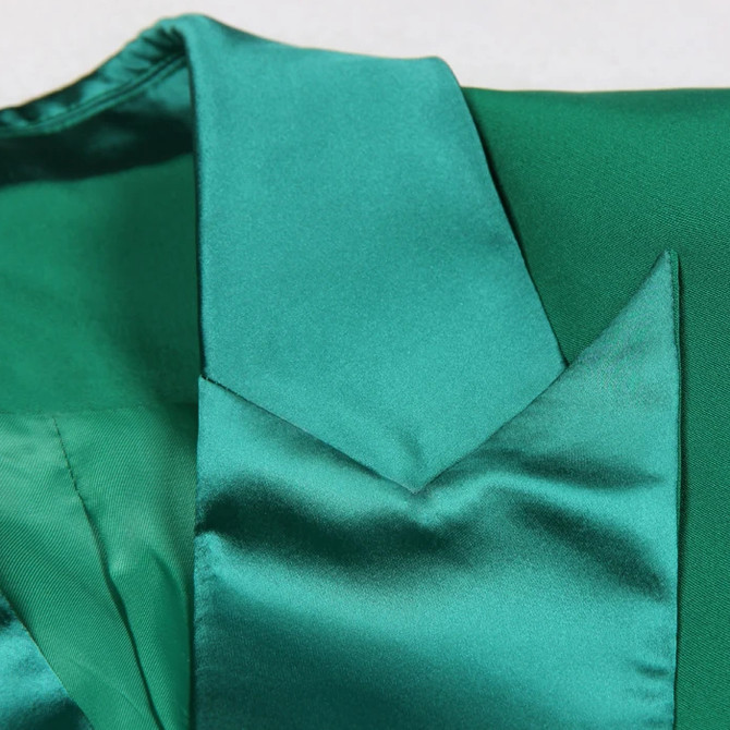 Long Sleeve Satin Detail Suit Green