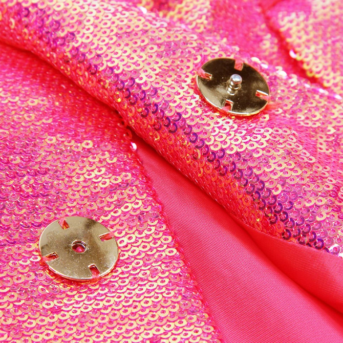 Long Sleeve Sequin Suit Hot Pink