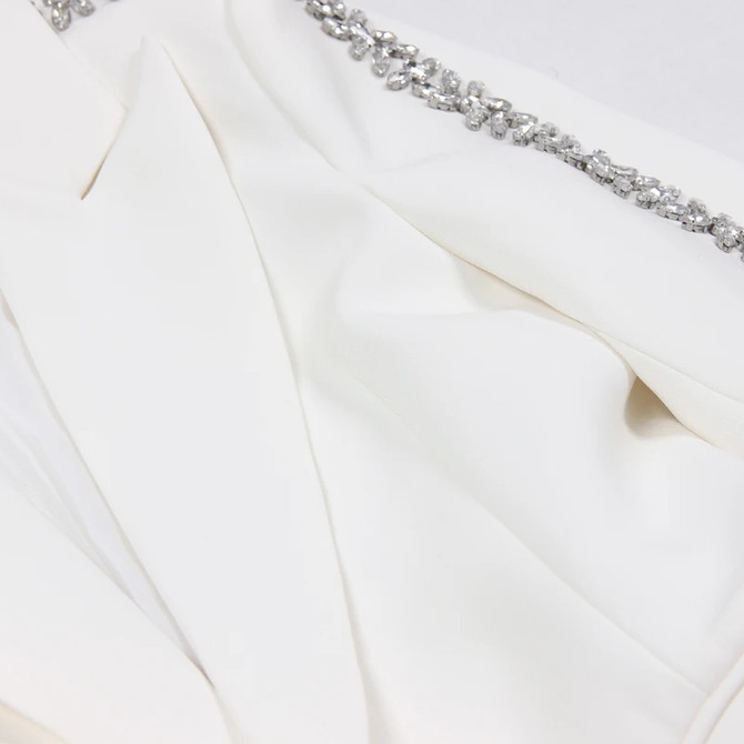 Long Sleeve Crystal Detail Suit White