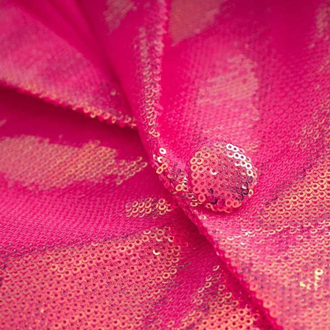 Long Sleeve Sequin Short Suit Hot Pink