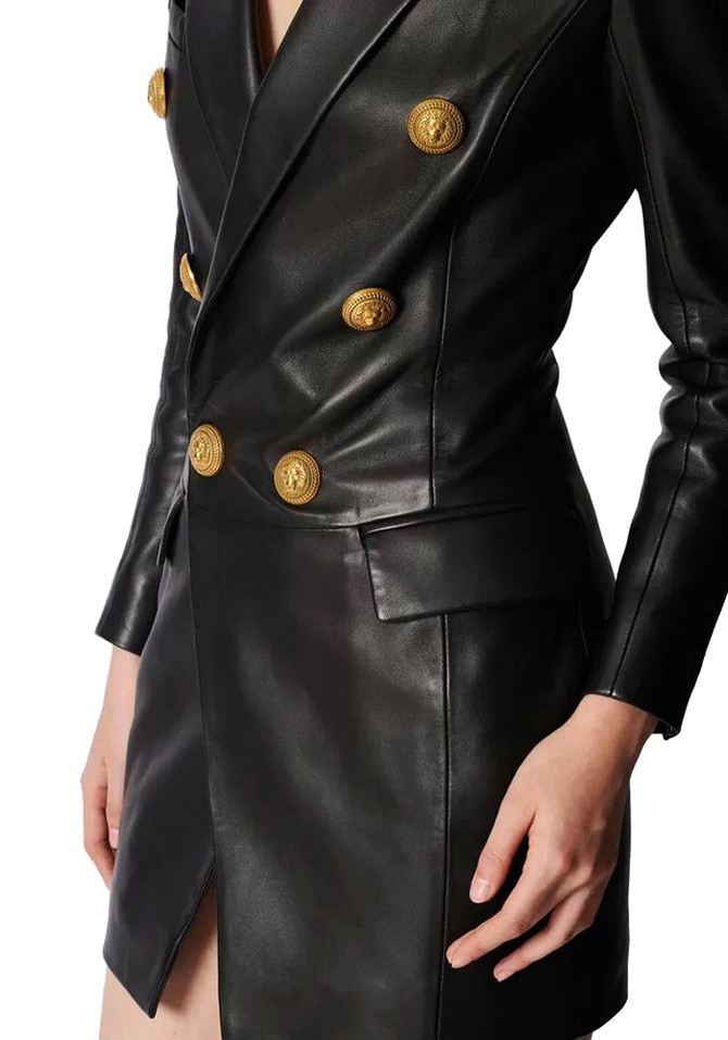 Long Sleeve Faux Leather Dress Black