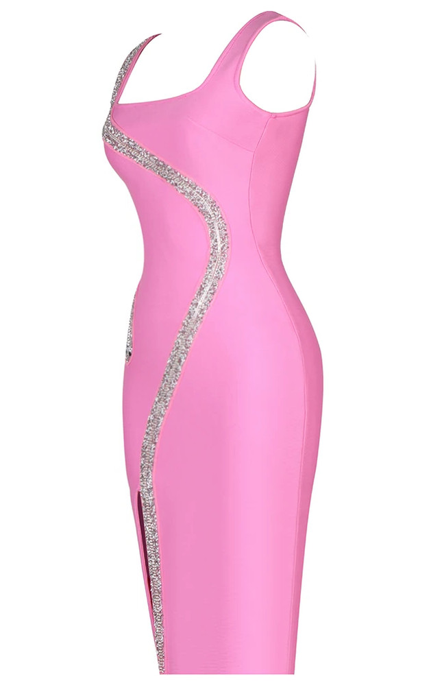 Crystal Snake Midi Dress Pink