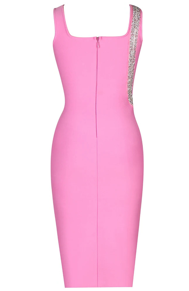 Crystal Snake Midi Dress Pink