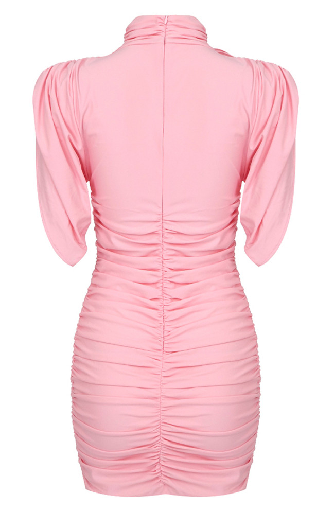 Ruched Flower Detail Dress Pink