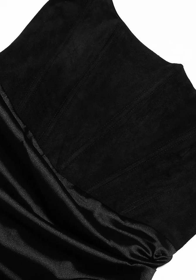 Strapless Corset Draped Maxi Dress Black