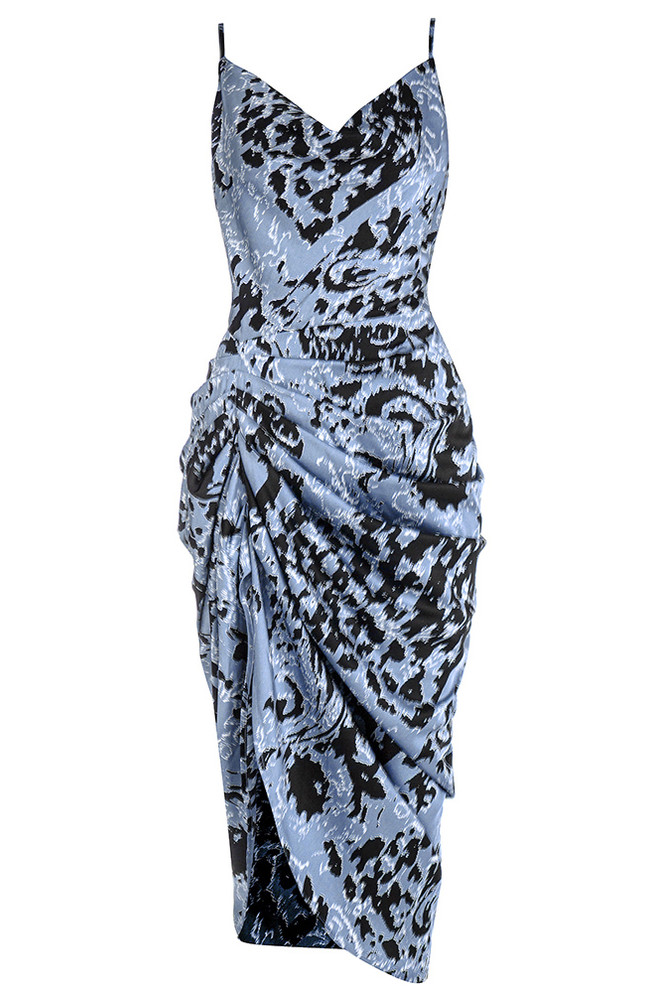 Draped Midi Dress Steel Blue