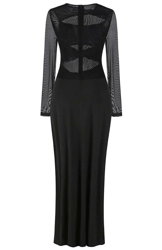 Long Sleeve Cut Out Detail Maxi Dress Black