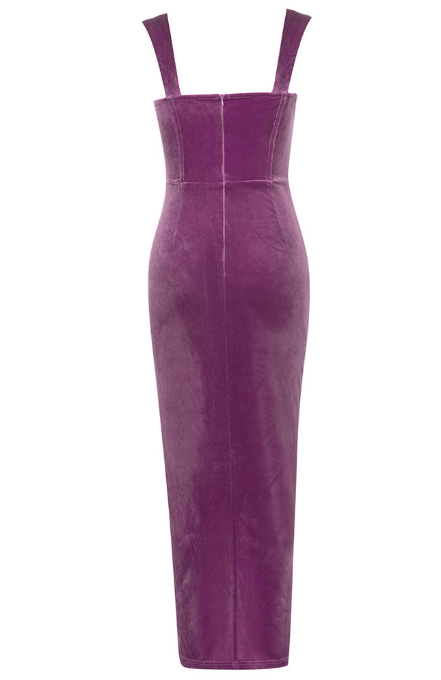 Lace Corset Maxi Velvet Dress Plum