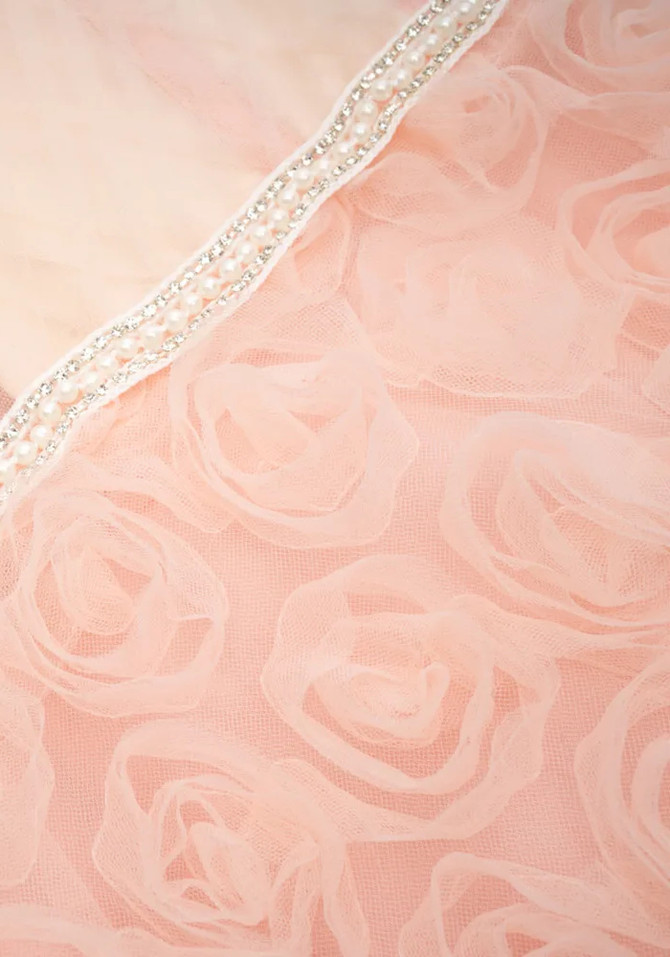 Rose Detail Bustier A Line Midi Dress Pink