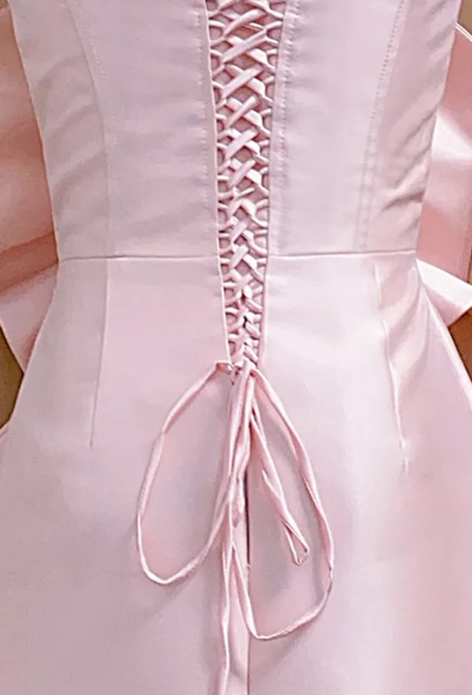 Strapless Flower Detail Corset Midi Dress Pink