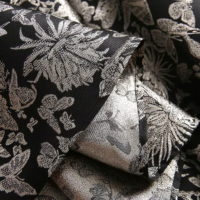 Floral A Line Midi Dress Black Silver