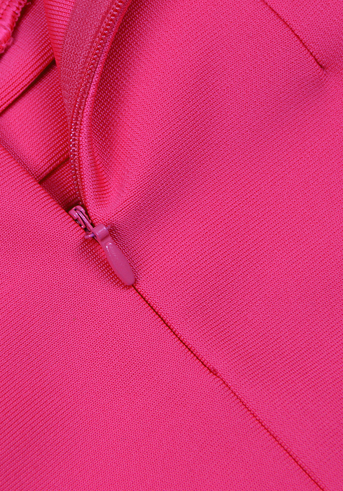 Crystal One Shoulder Bustier Midi Dress Hot Pink