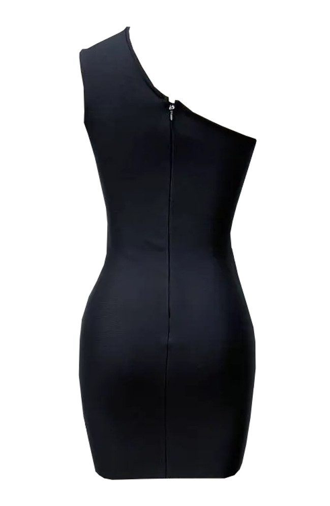 One Shoulder Embellished Dress Black