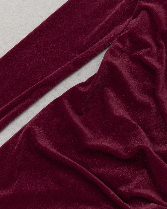 Long Sleeve Corset Maxi Velvet Dress Burgundy