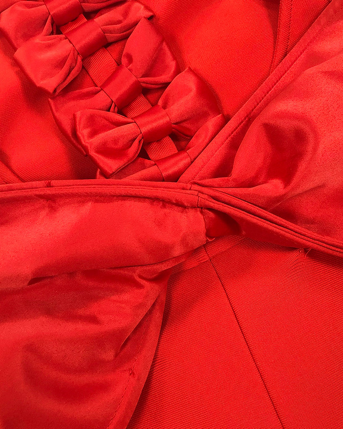 Halter Bow Detail Maxi Dress Red