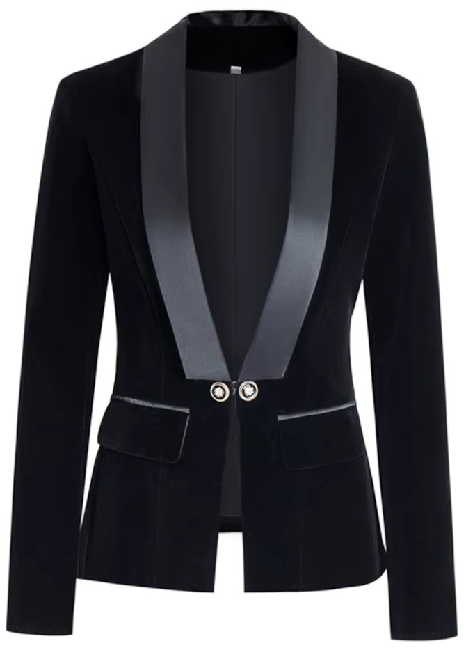 Long Sleeve Velvet Blazer Black