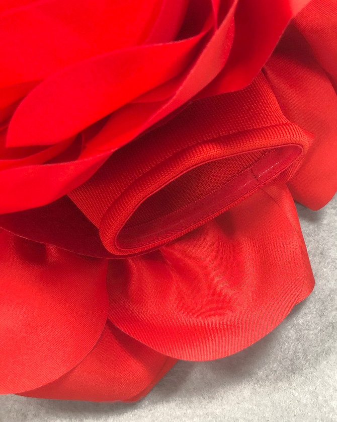 Strapless Floral Detail Maxi Dress Red