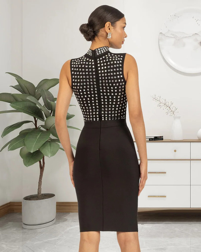 Embellished Mesh Dress Black