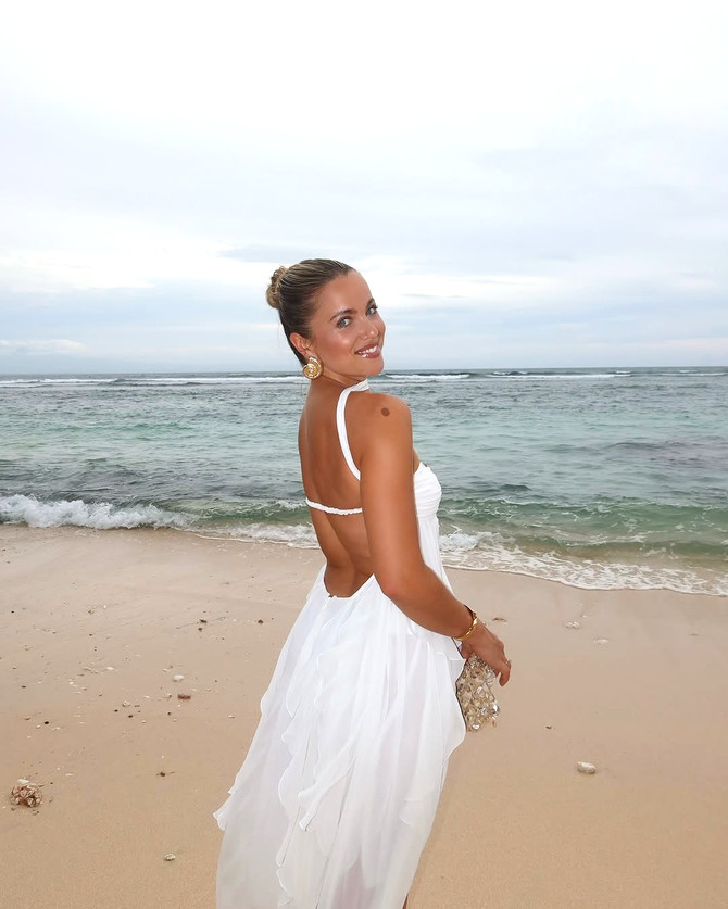 Strapless Ruffle Maxi Dress White