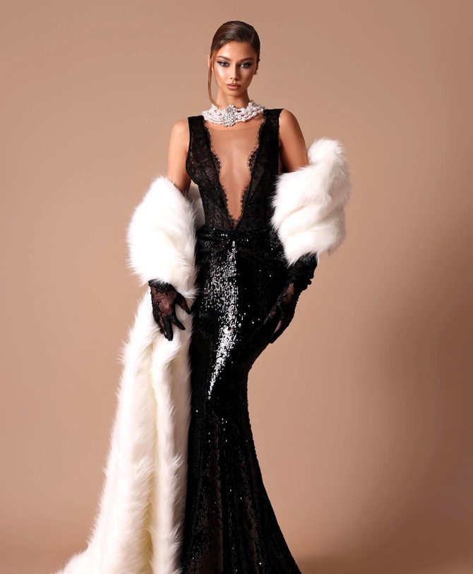 Lace Sequin Maxi Dress Black