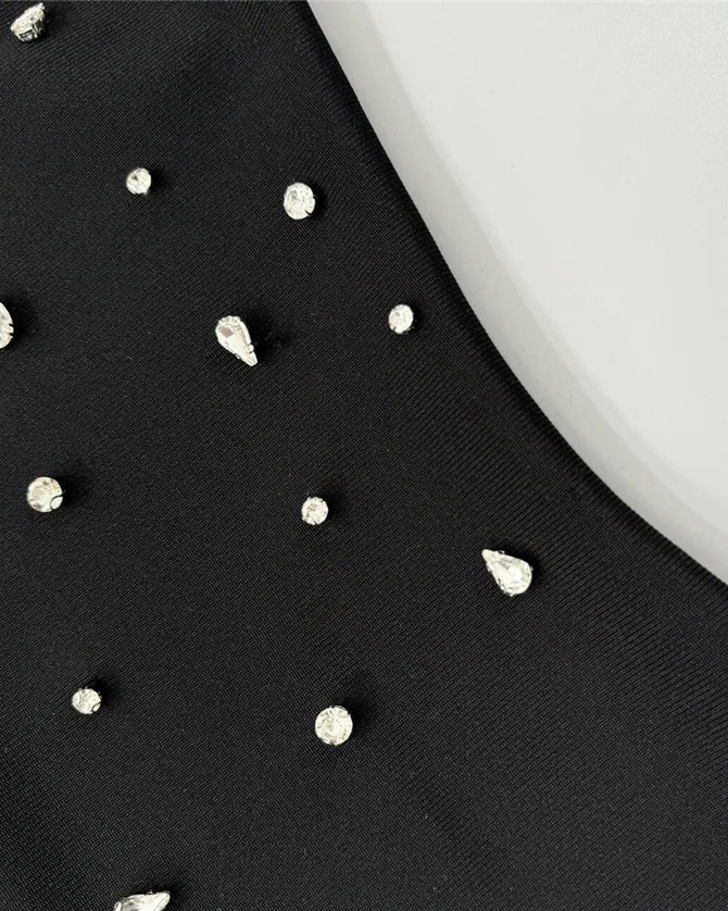 Crystal Bow Detail Dress Black