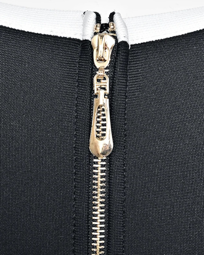 Button Detail Dress Black White