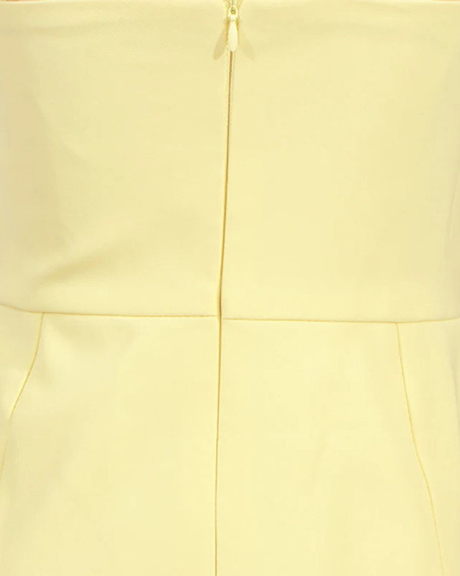 Strapless Embroidered Floral Dress Yellow