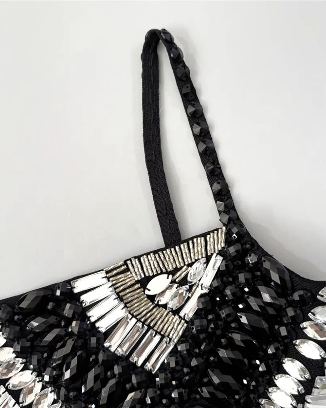 Crystal Corset Two Piece Maxi Dress Black