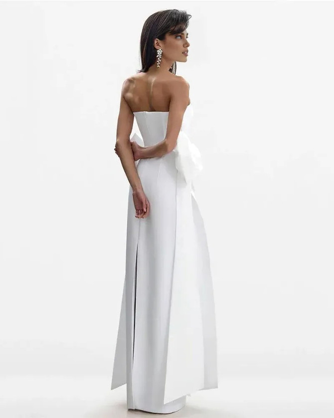 Strapless Bow Detail Maxi Dress White