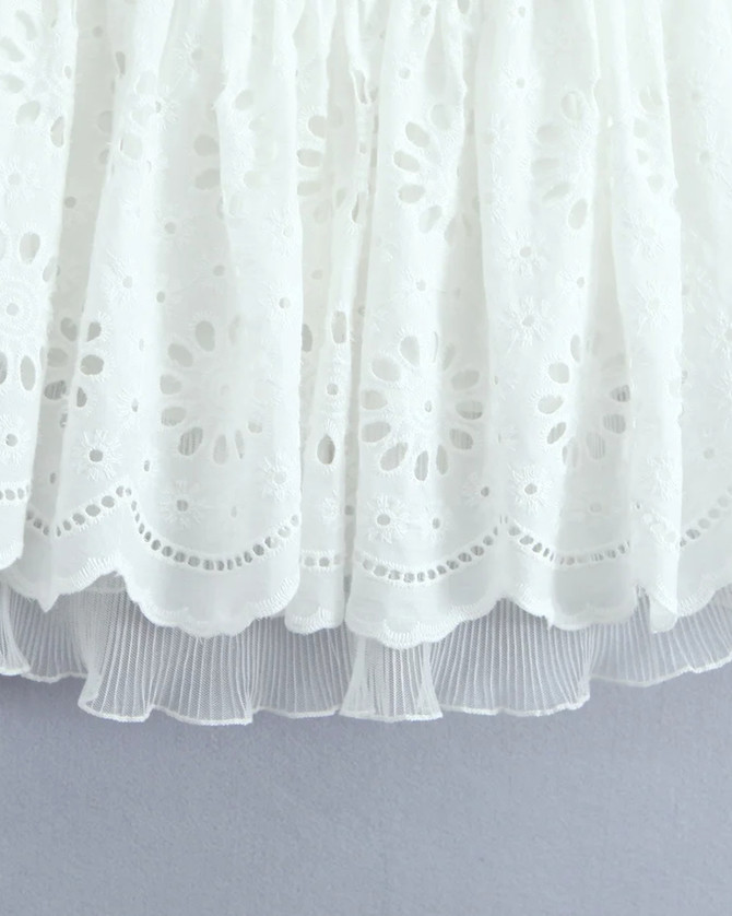 Halter Broderie Skater Dress White