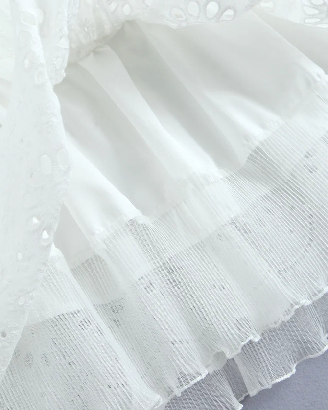 Halter Broderie Skater Dress White