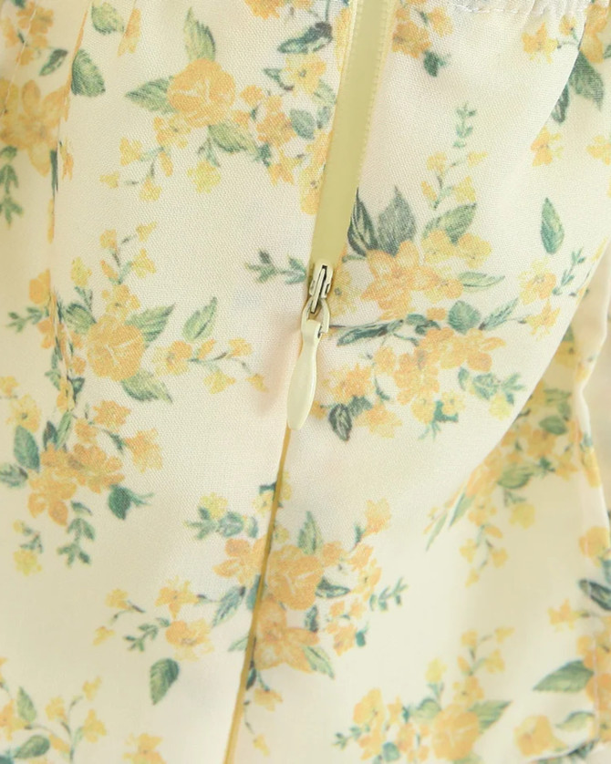 Halter Floral Skater Dress Yellow