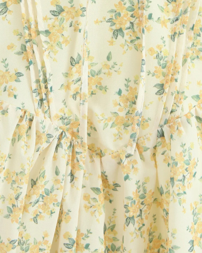 Halter Floral Skater Dress Yellow