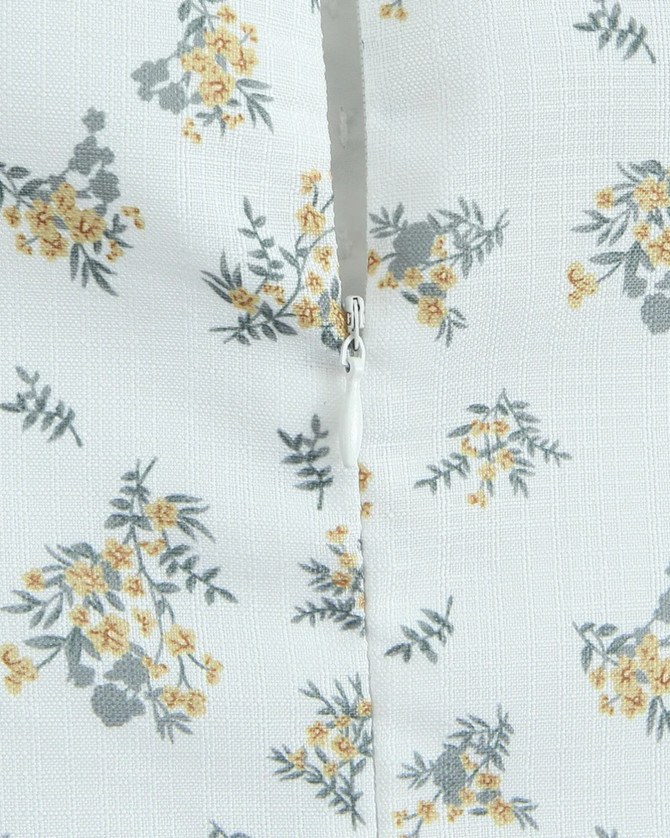 Halter Floral Lace Insert White Yellow