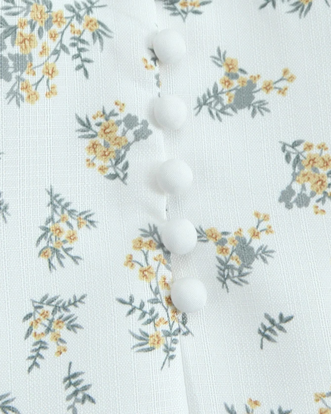 Halter Floral Lace Insert White Yellow