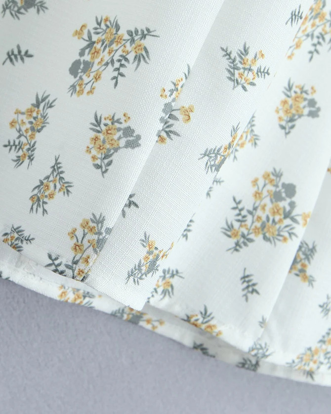 Halter Floral Lace Insert White Yellow