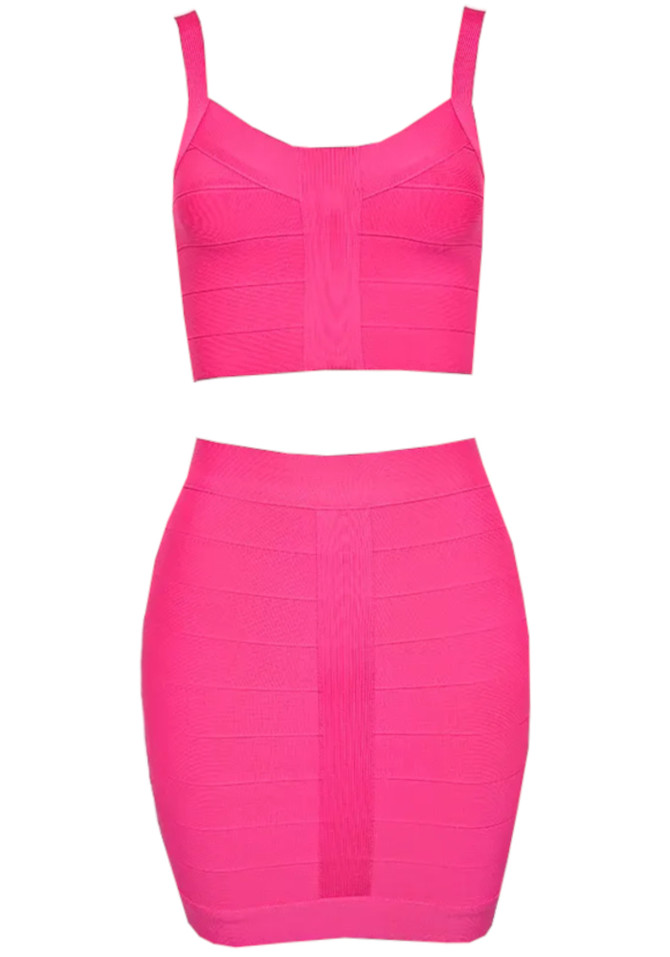 Two Piece Dress Hot Pink
