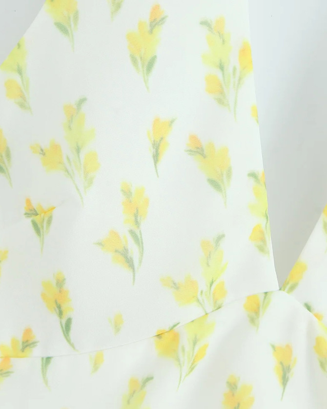 Halter Floral A Line Dress Yellow